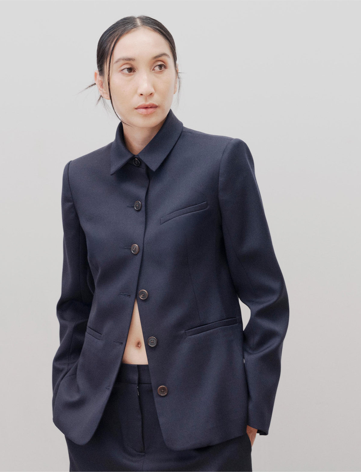 The Button Up Blazer in Fig