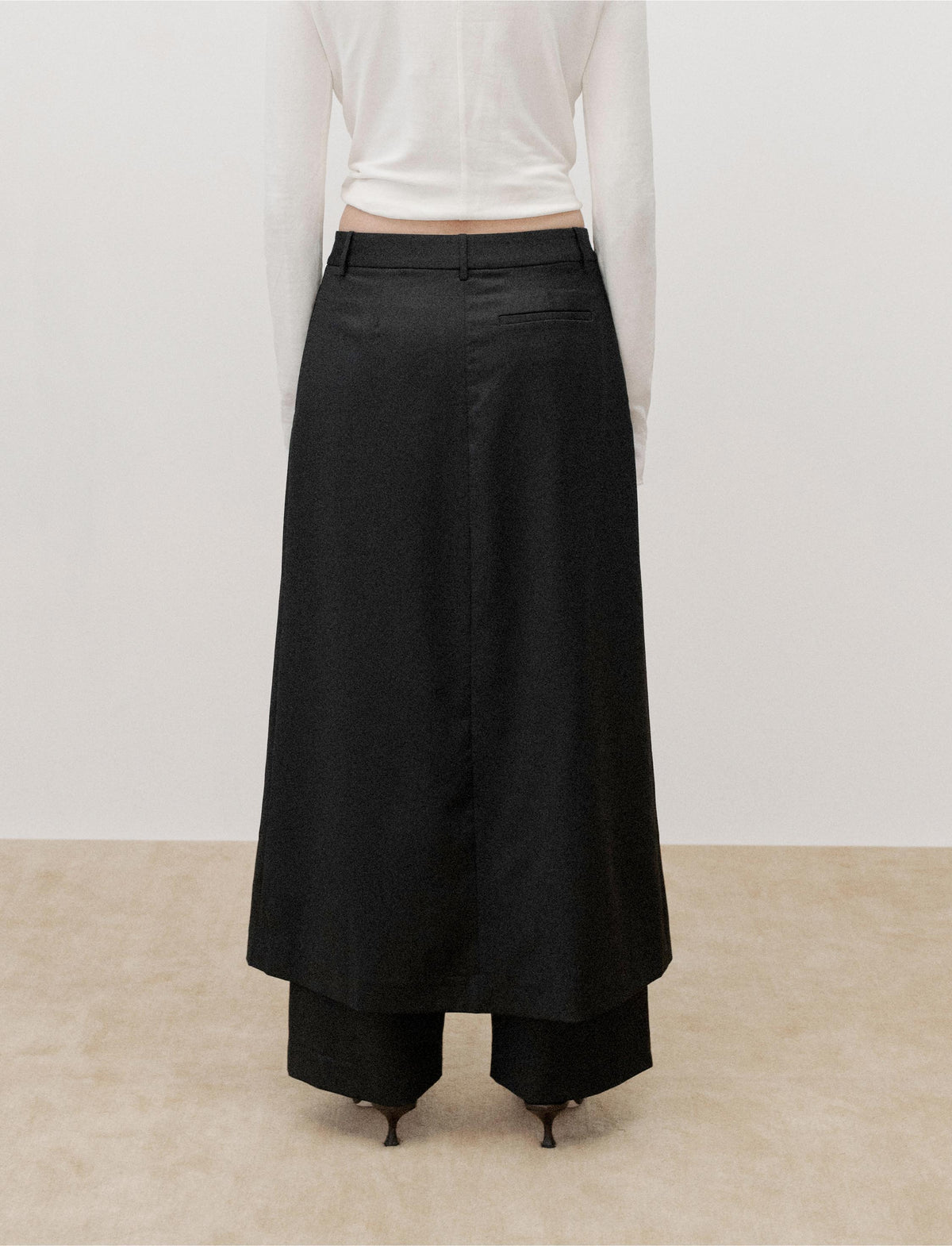 The Skirt Pant in Black Wool Spiber Blend