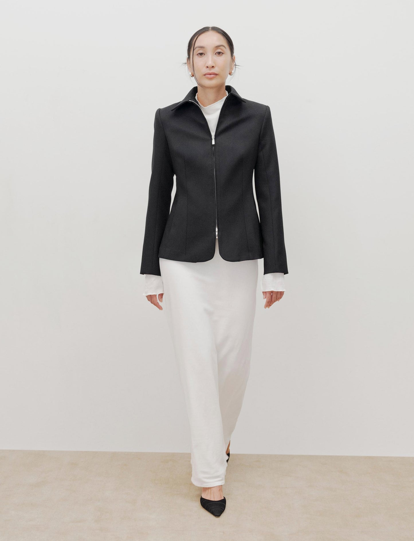 The Zip Up Blazer in Navy