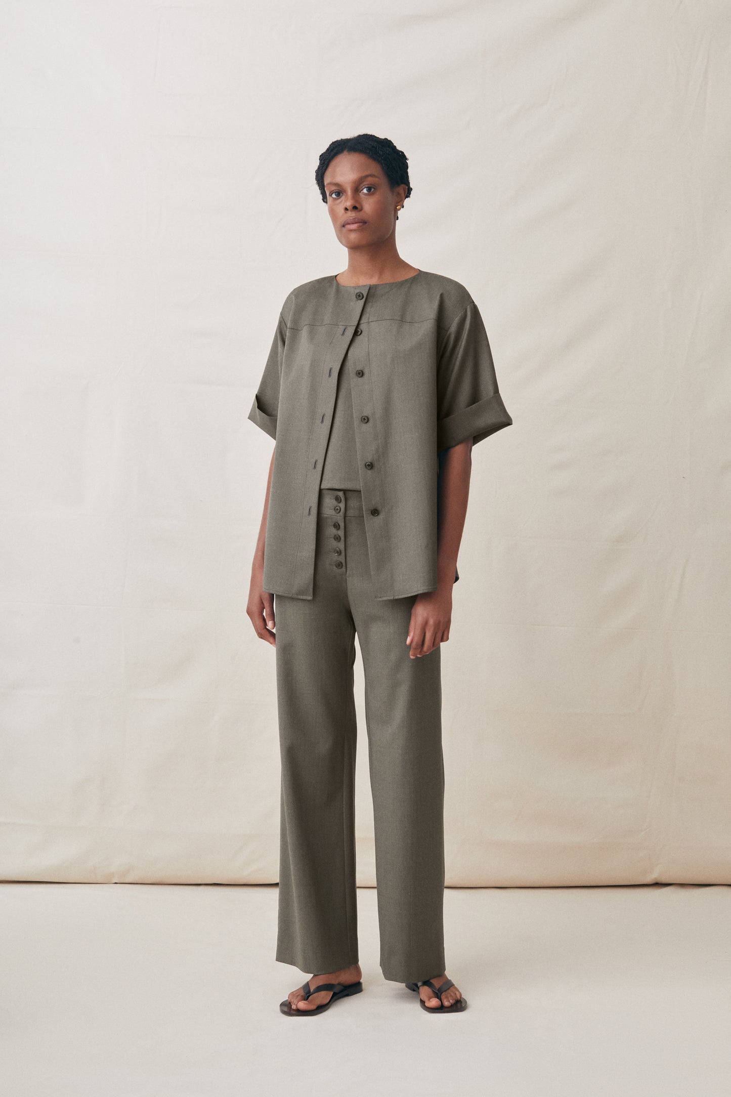 Wool Button Up (Olive)