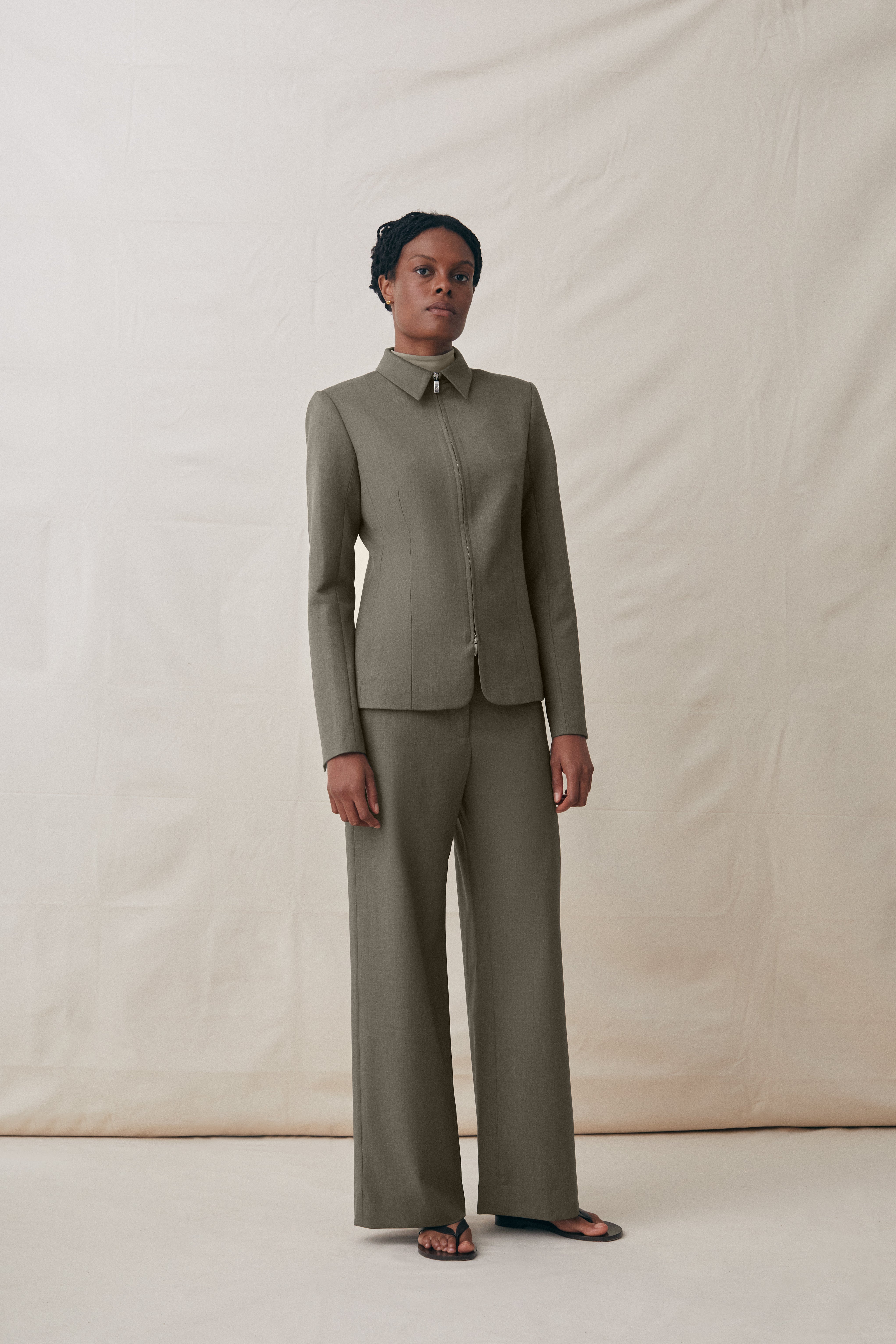 The Zip Up Blazer in Olive – In House