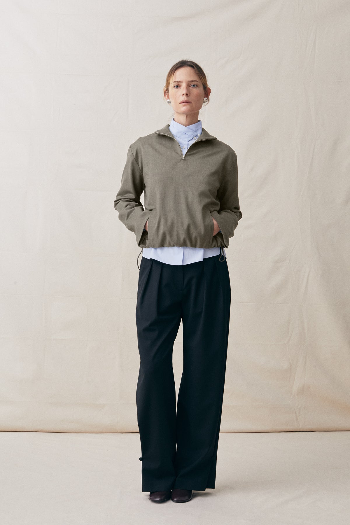 Wool Quarter Zip Olive