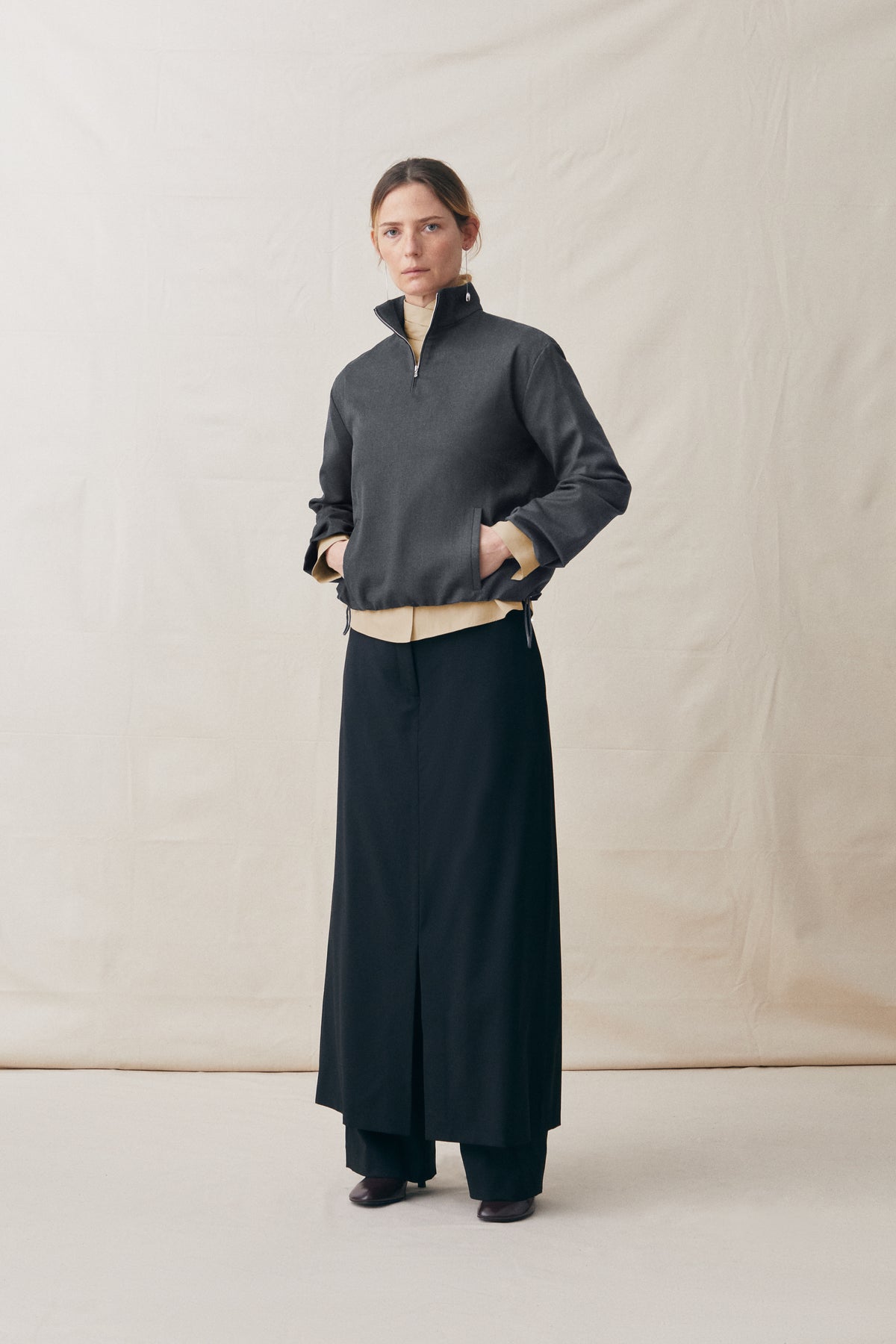 Wool Quarter Zip Charcoal