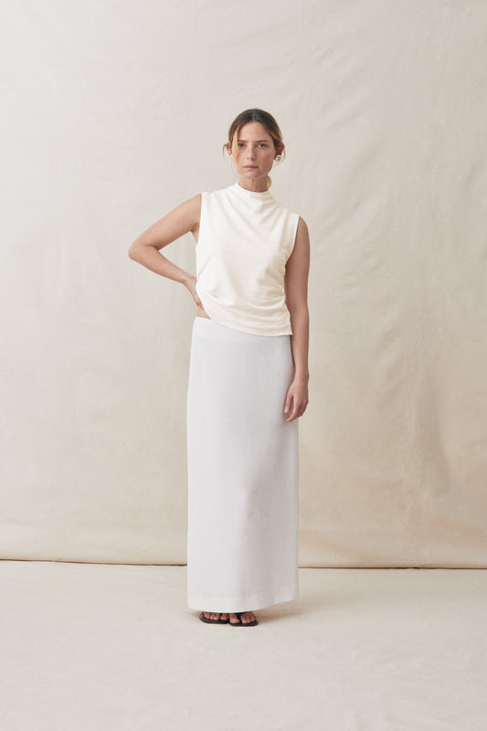 Sleeveless Sometimes Sheer Top in Natural