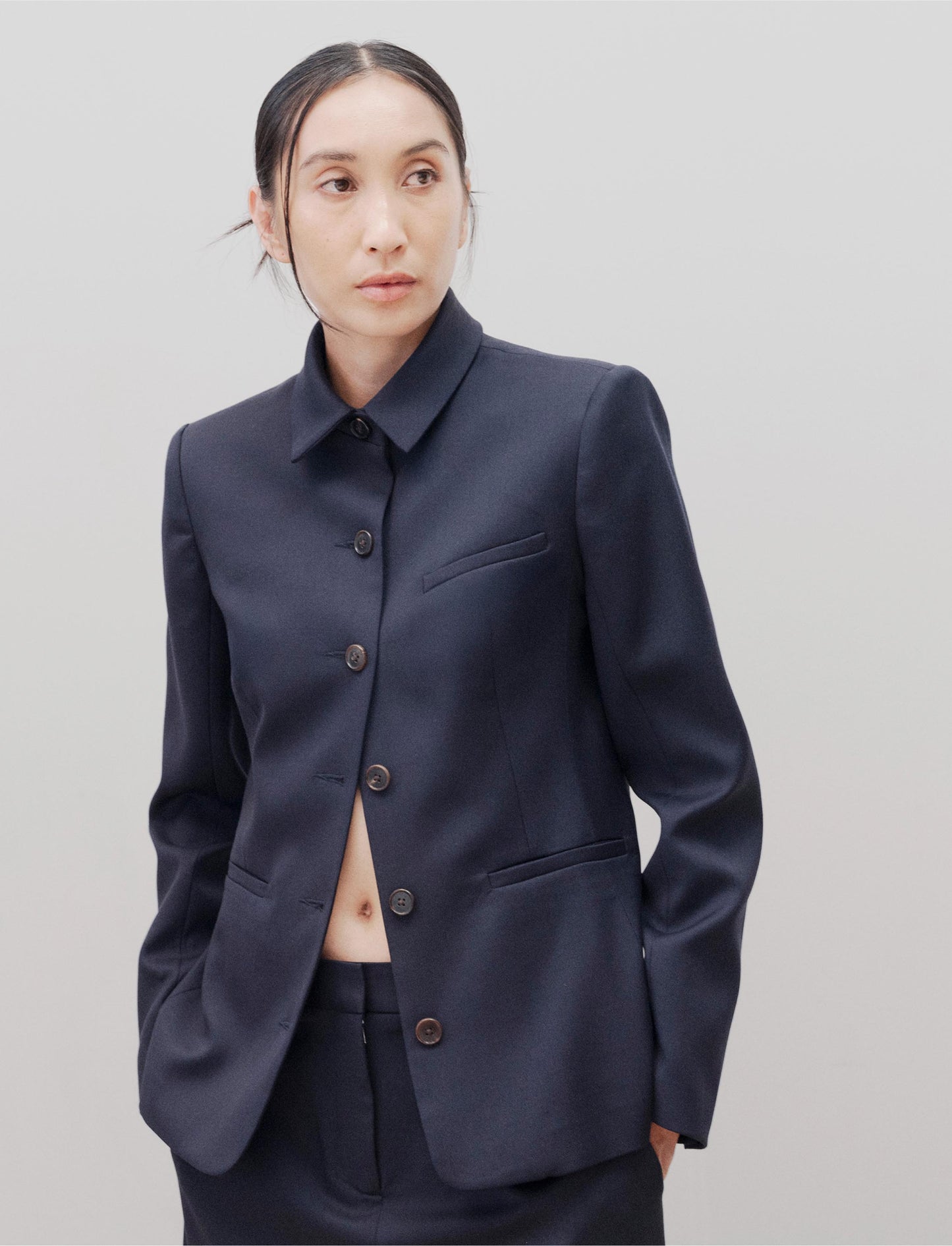 The Button Up Blazer in Fig