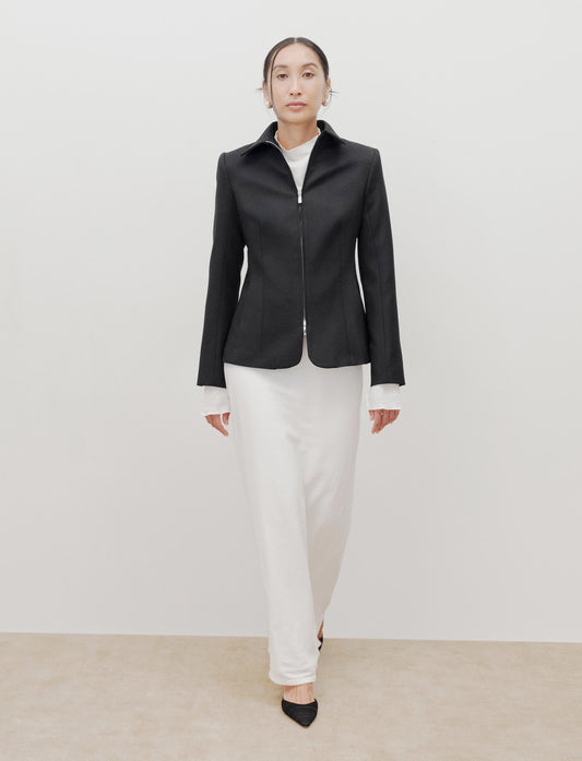 The Zip Up Blazer in Fig