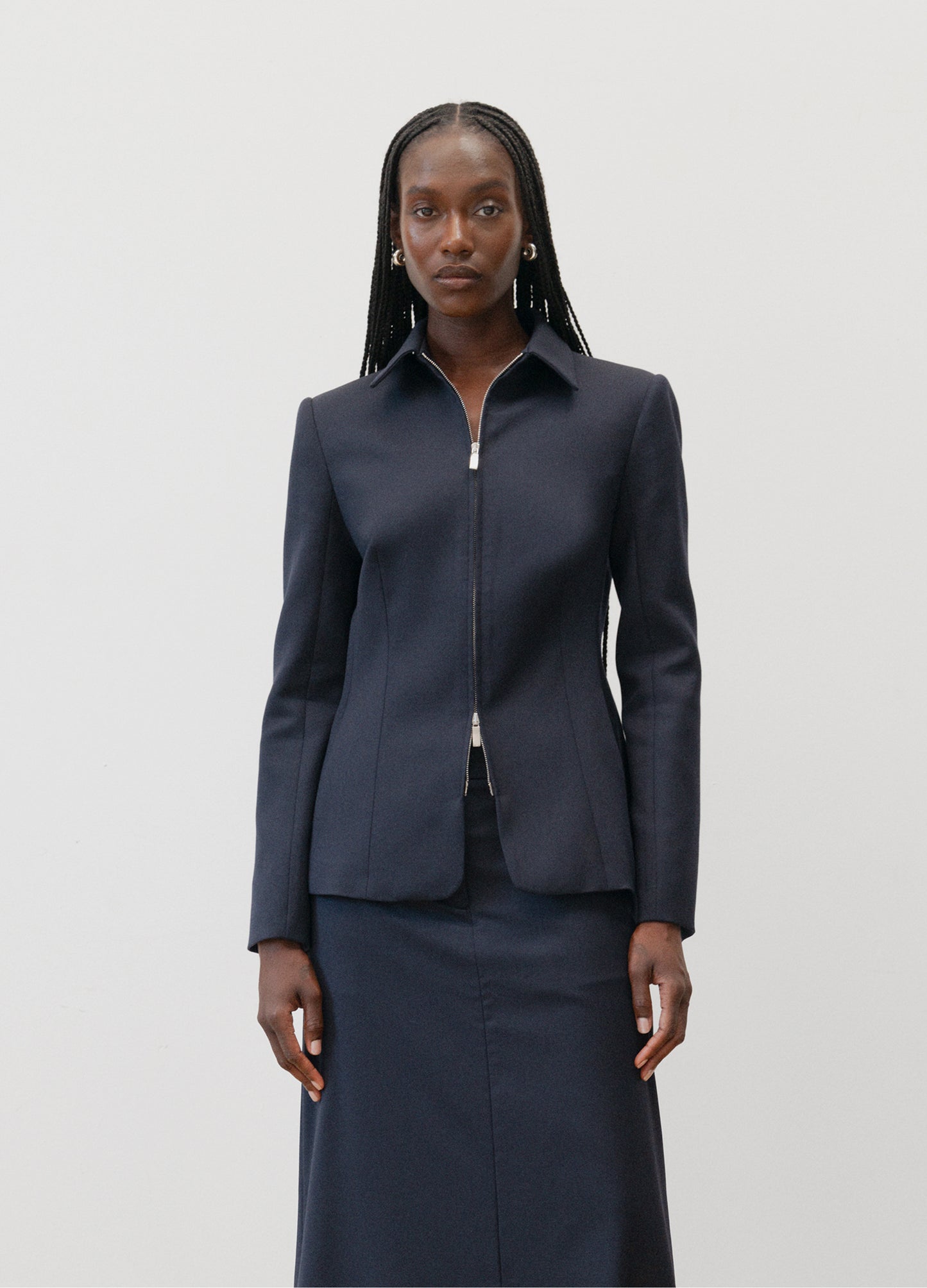 The Zip Up Blazer in Navy
