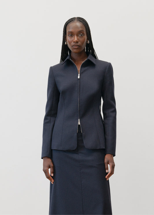 The Zip Up Blazer in Navy