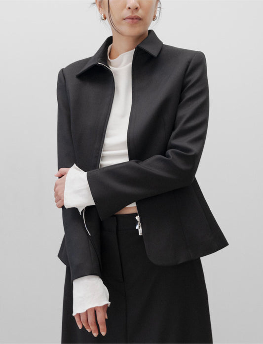 The Zip Up Blazer in Black