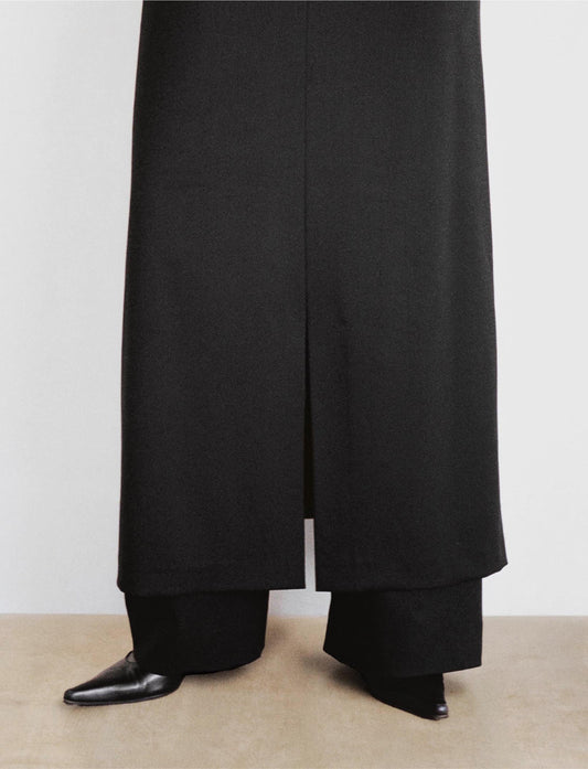 The Skirt Pant in Black Wool Spiber Blend
