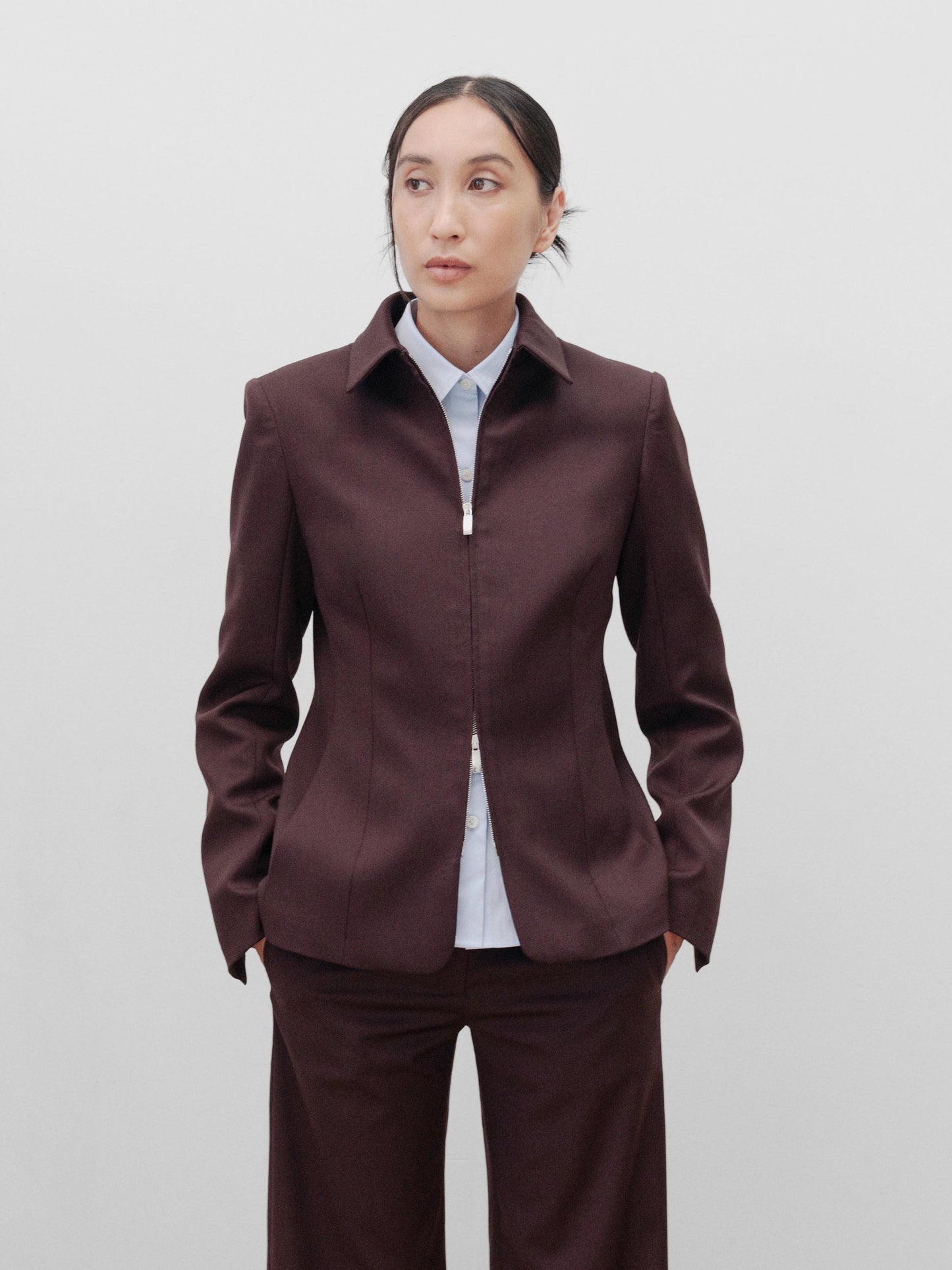 The Zip Up Blazer in Navy