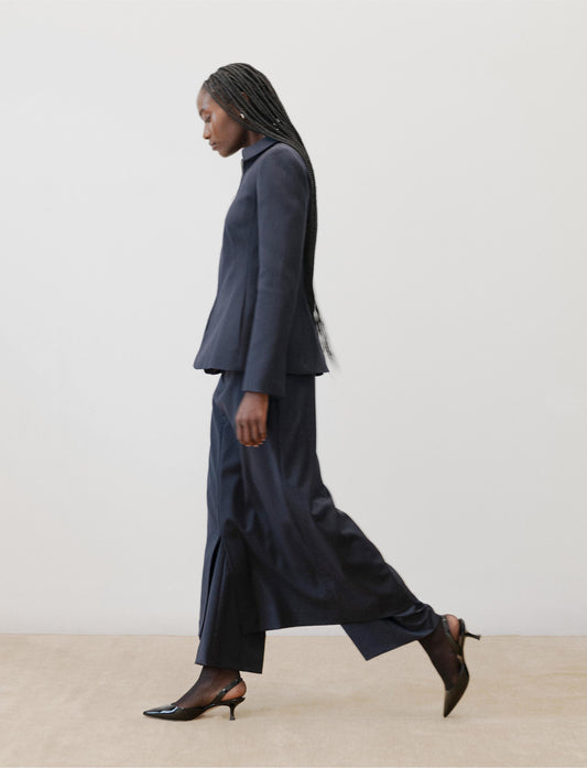 The Skirt Pant in Black Wool Spiber Blend
