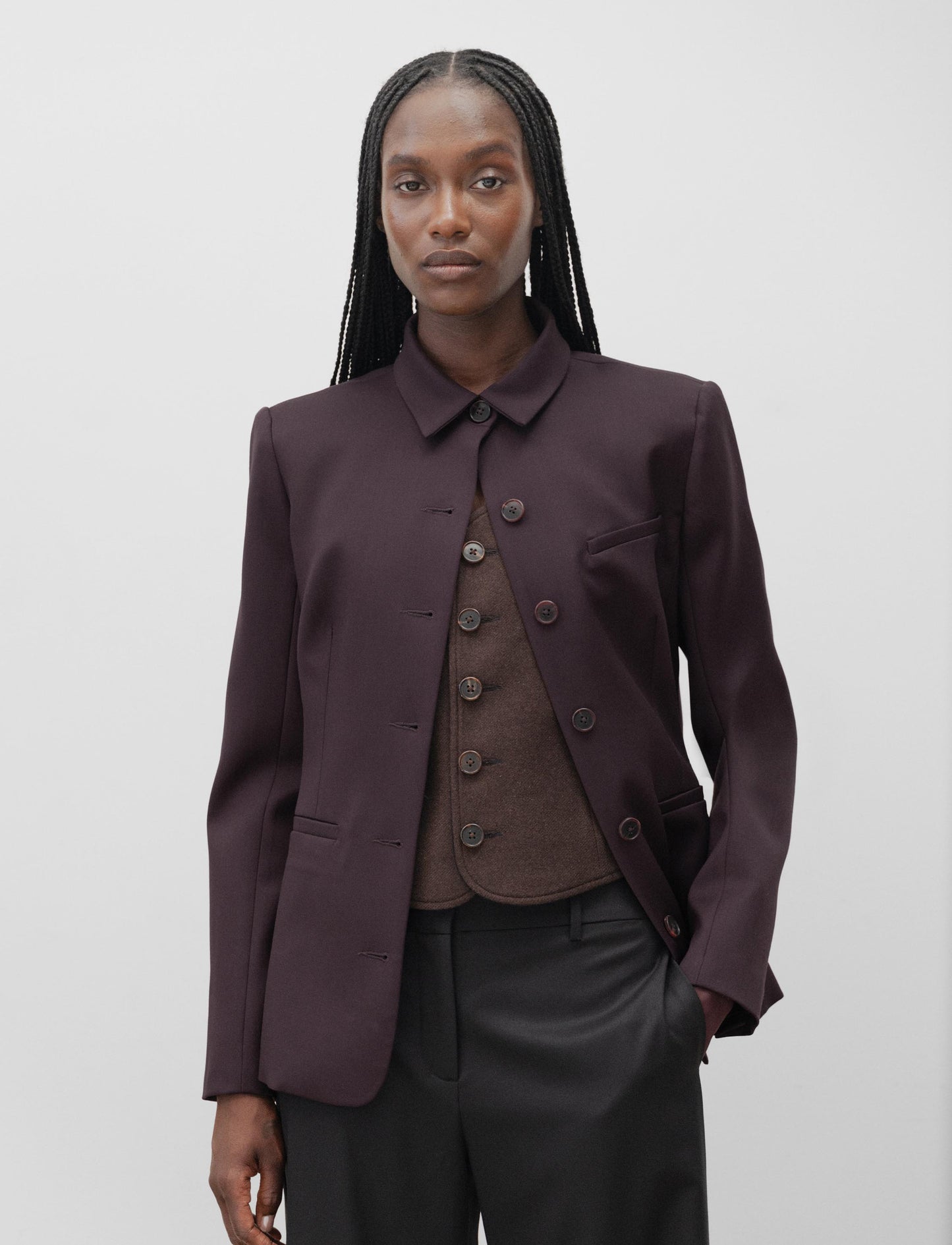 The Button Up Blazer in Fig