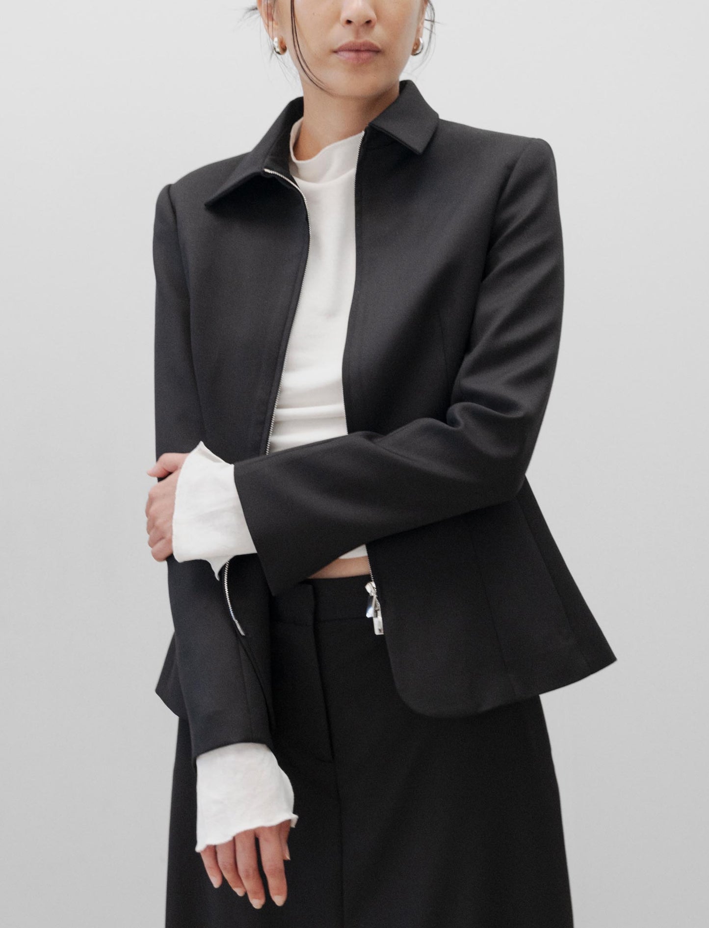 The Zip Up Blazer in Navy